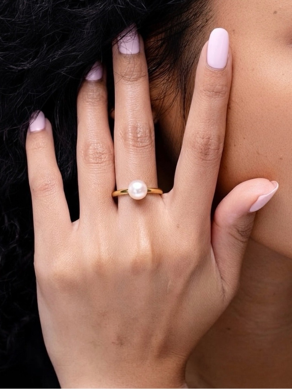 Classic Freshwater Pearl Solitaire Ring | 18k Gold Vermeil Sterling | Sz 8